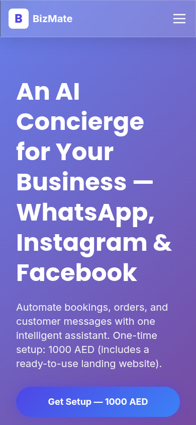 BizMate — AI Concierge for SMBs on mobile