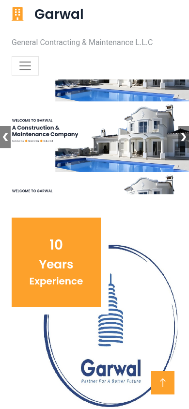 Garwal Contracting Website on mobile