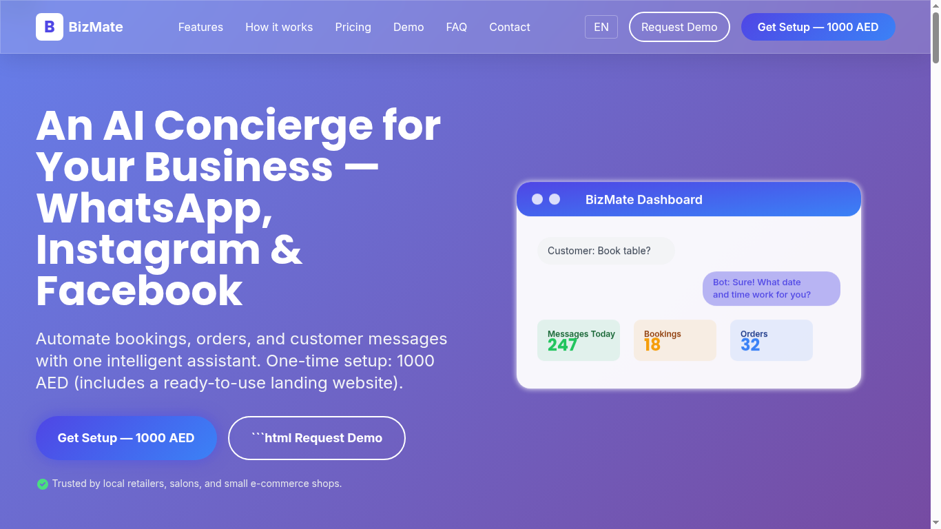BizMate — AI Concierge for SMBs